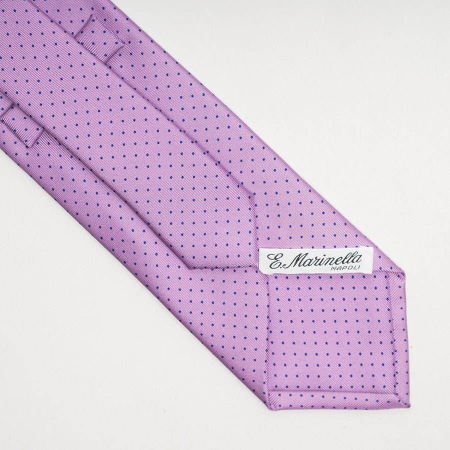 Wholesale E.Marinella Lilac Sartorial Classic Silk Tie - Polka Dot Pattern