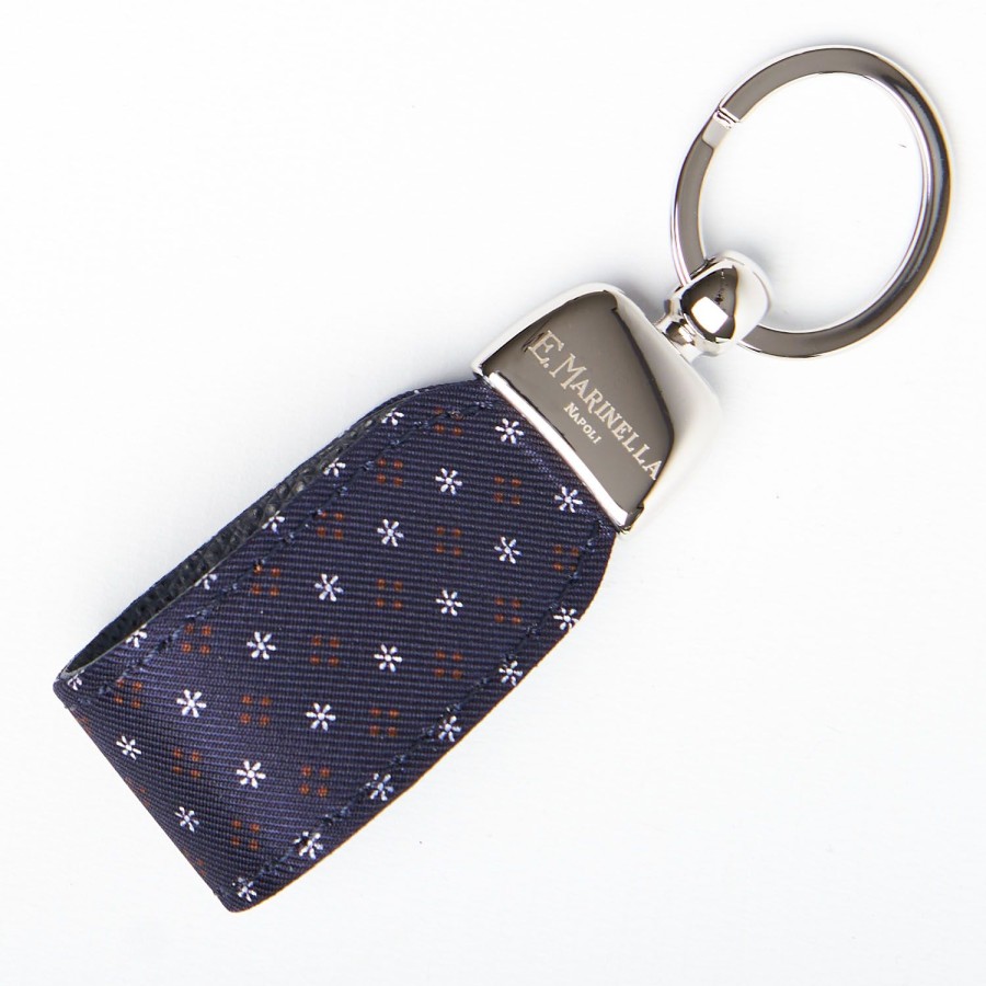 Hot E.Marinella Dark Blue Keyfob In Silk And Leather