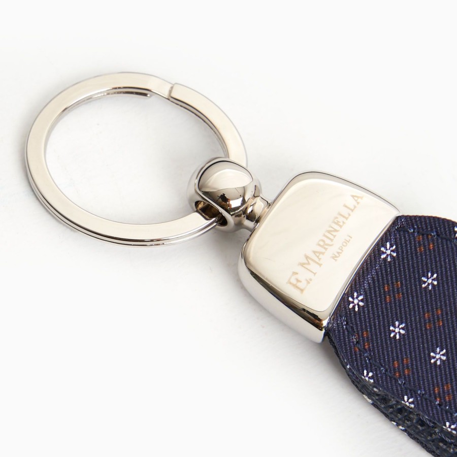 Hot E.Marinella Dark Blue Keyfob In Silk And Leather