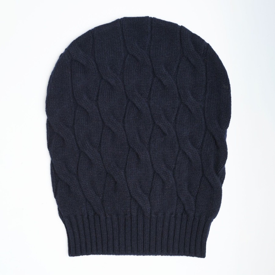 Hot E.Marinella Cable-Knit Blue Wool Hat