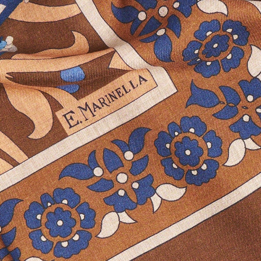 Online E.Marinella Brown Wool Stole - Ethnic Pattern