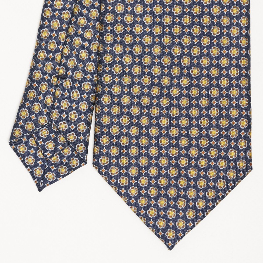 Hot E.Marinella Blue Sartorial Classic Silk Tie Large Flower Pattern