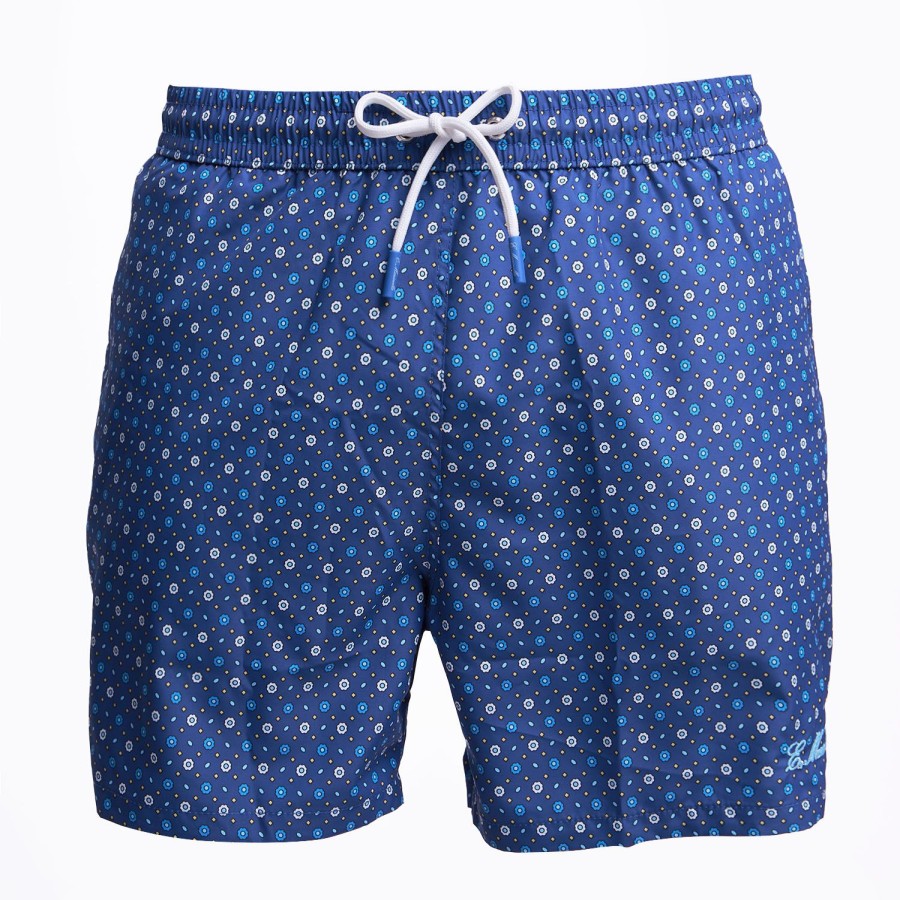 Wholesale E.Marinella Blue Swim Short - Small Flower Pattern