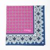 New E.Marinella Fuchsia Hand-Printed Silk Pocket Square Large Flower Pattern