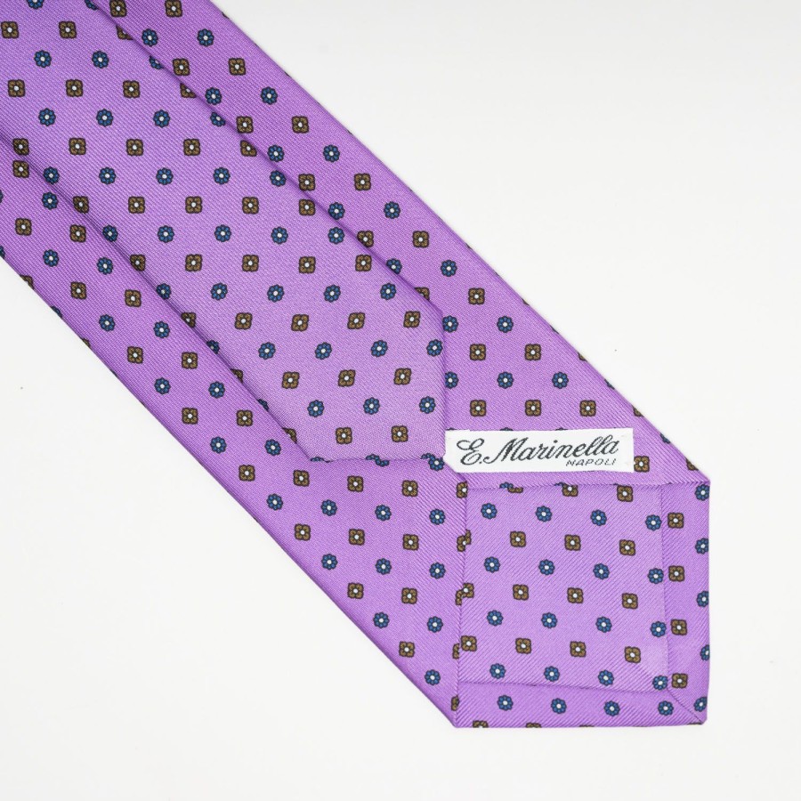 Online E.Marinella Purple Sartorial Classic Silk Tie Small Flower Pattern