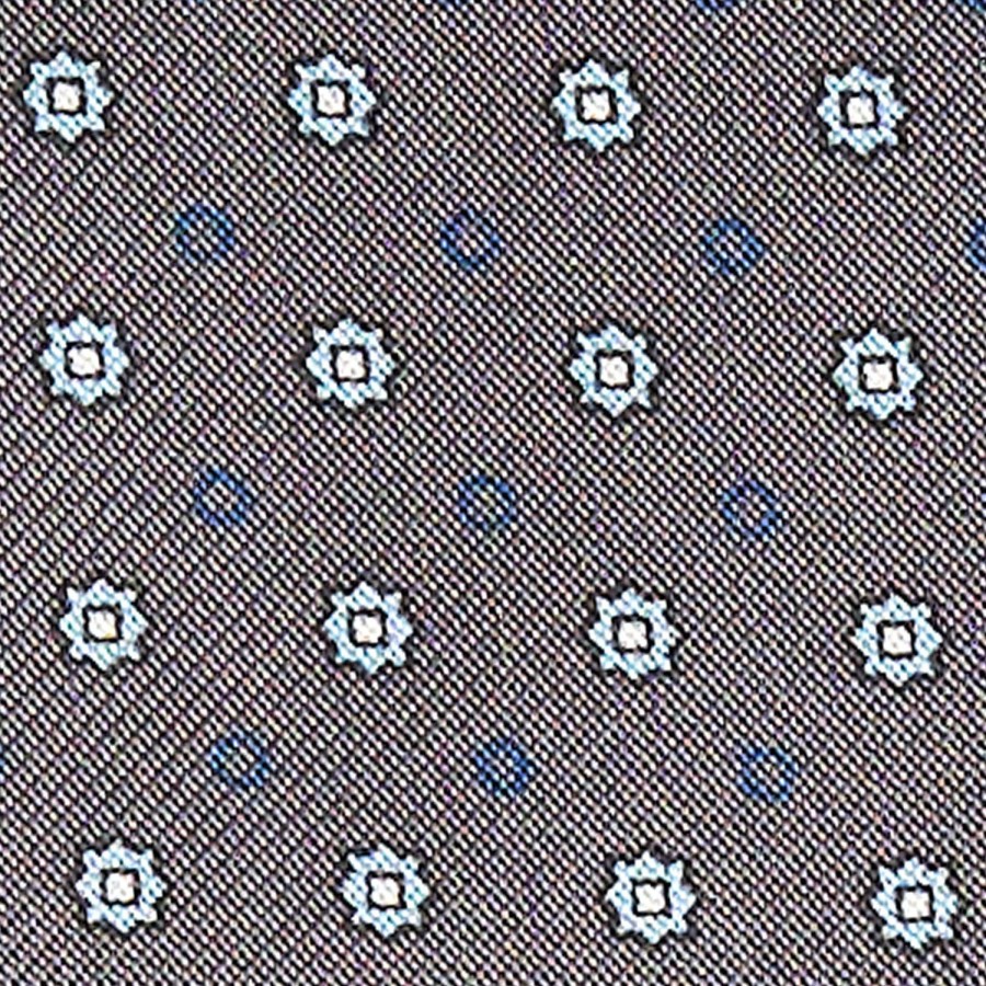 Online E.Marinella Dark Grey Silk Ascot Tie - Small Flower Designs