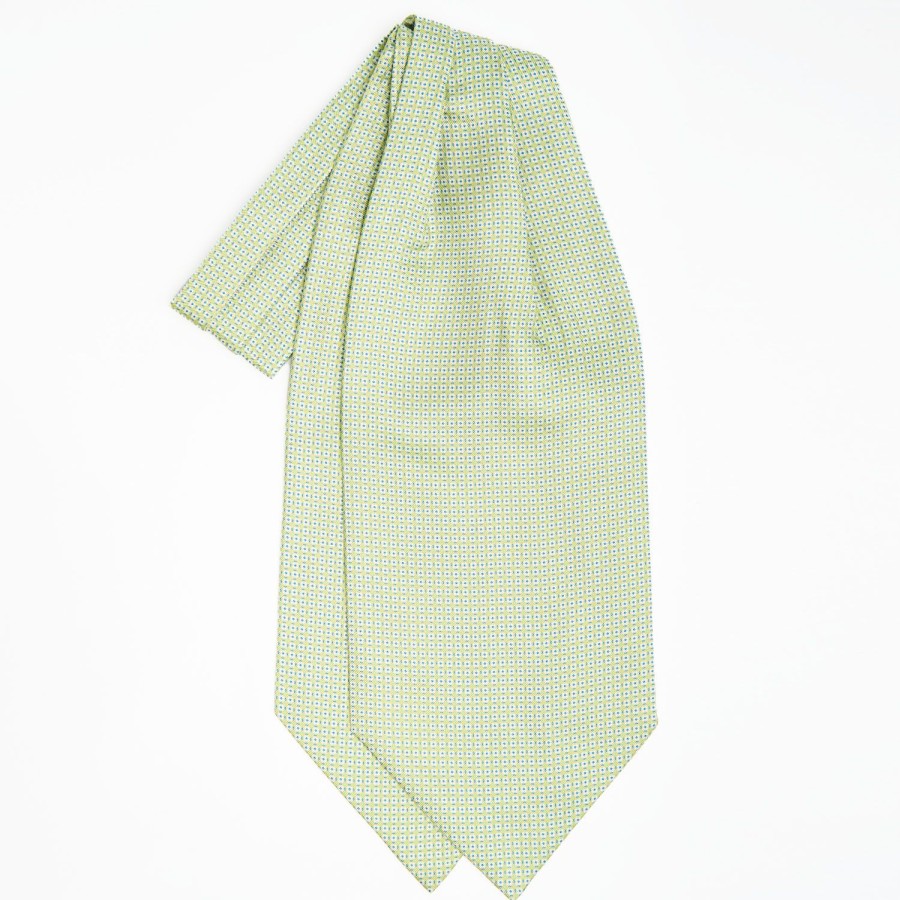 Hot E.Marinella Light Green Silk Ascot Tie - Small Flower Designs