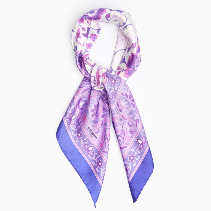 Best E.Marinella Violet Silk Scarf 90 - Damask Pattern