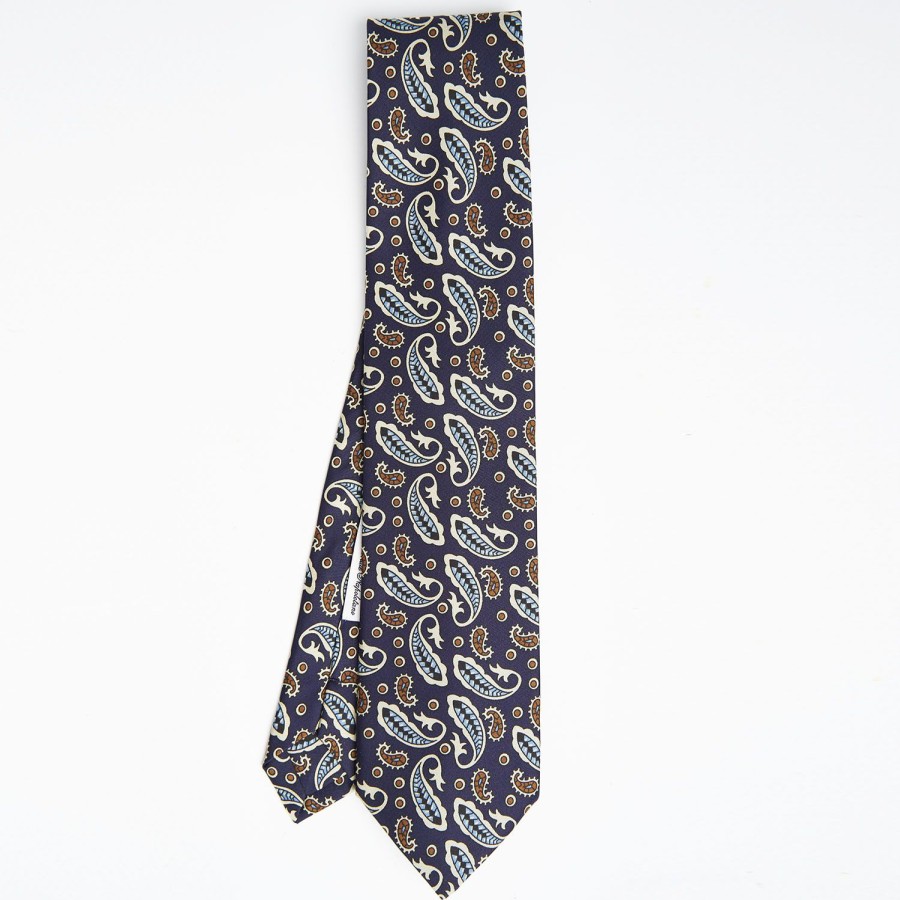 Best E.Marinella Dark Blue Archivio Collection Silk Tie 1930-1-01