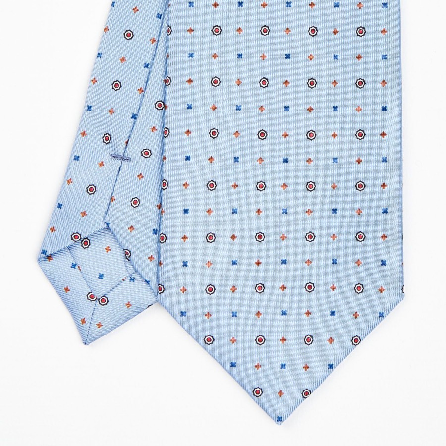 Best E.Marinella Light Blue Sartorial Classic Silk Tie - Small Flower Designs