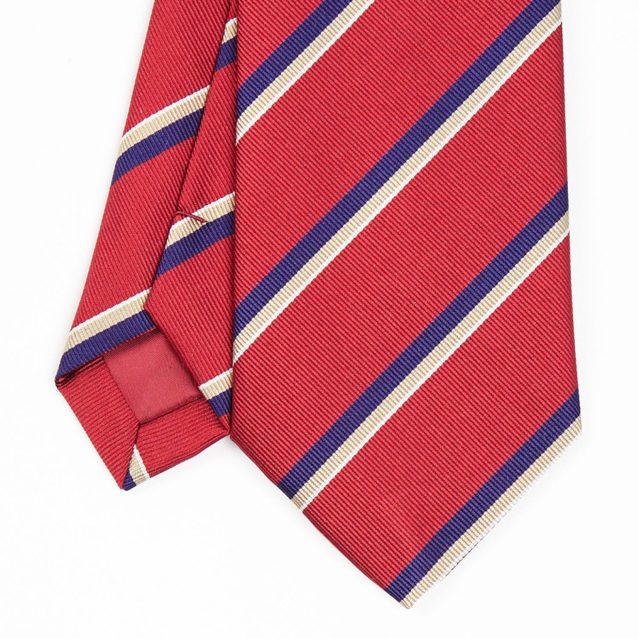 Wholesale E.Marinella Red Sartorial Striped Silk Tie