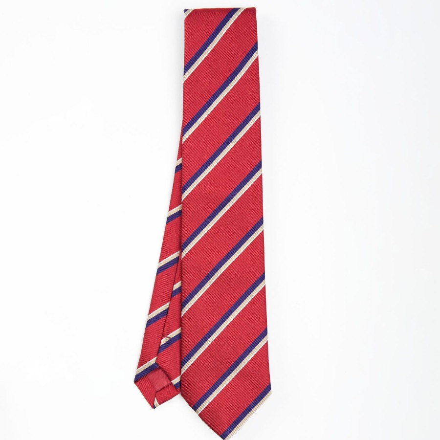 Wholesale E.Marinella Red Sartorial Striped Silk Tie