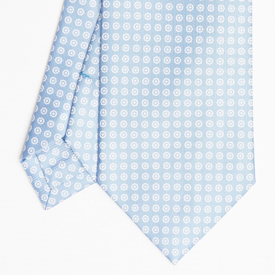 Online E.Marinella Light Blue Sartorial Classic Silk Tie Small Flower Pattern