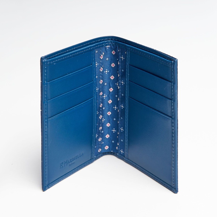 Clearance E.Marinella Powder Blue Vertical Wallet In Silk And Leather