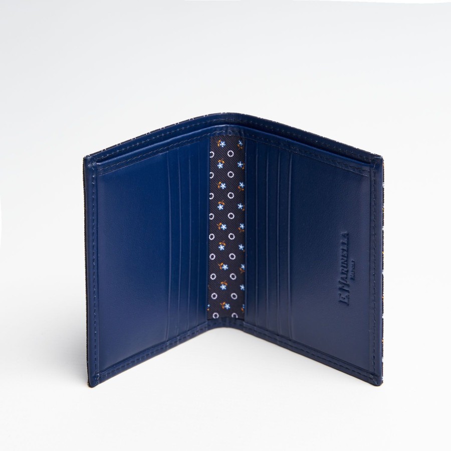 Online E.Marinella Dark Blue Small Wallet In Silk And Leather