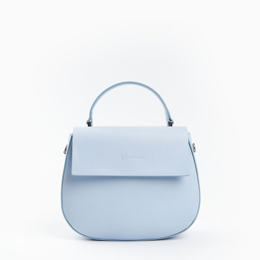 New E.Marinella Light Blue Smooth Leather Cleo Bag