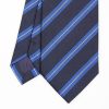 New E.Marinella Dark Blue Sartorial Striped Silk Tie