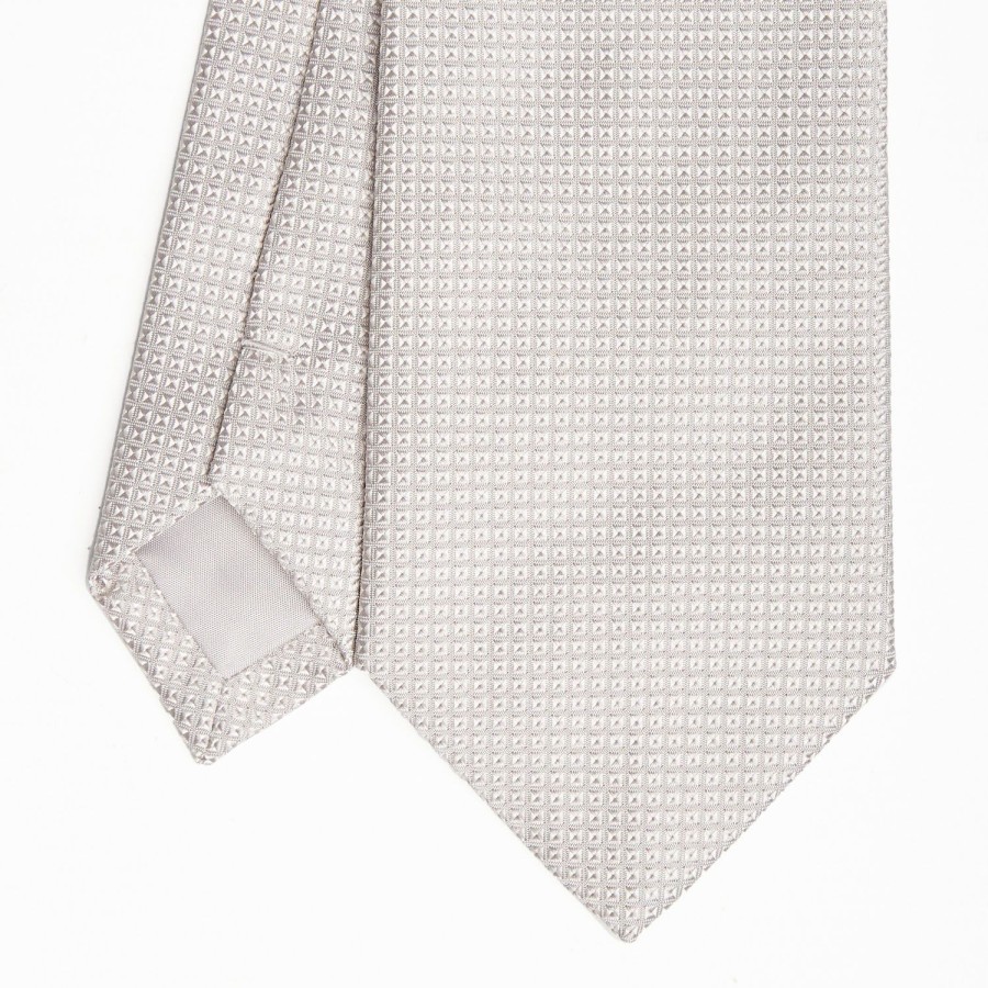 New E.Marinella Light Grey Ceremonial Jacquard Silk Tie