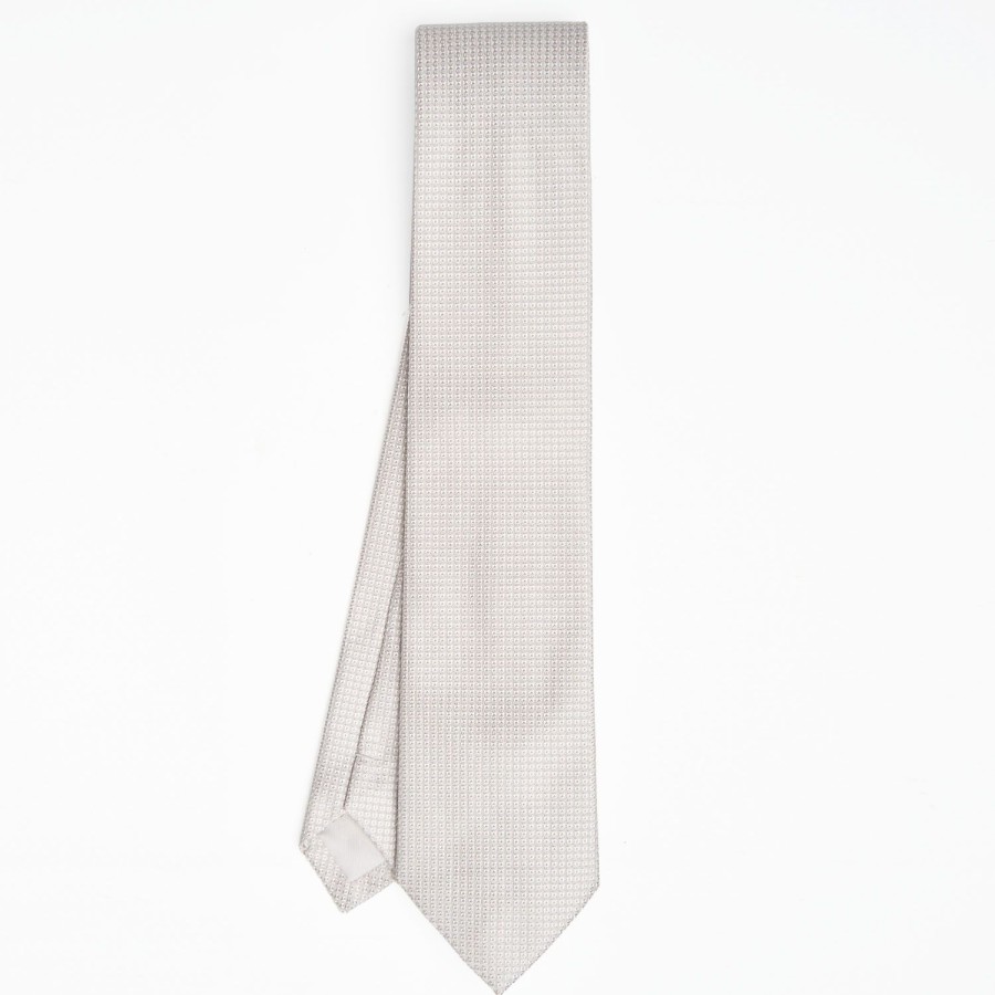 New E.Marinella Light Grey Ceremonial Jacquard Silk Tie