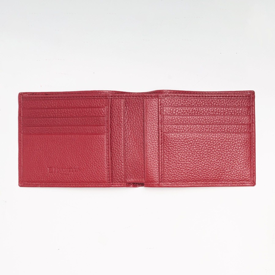 Hot E.Marinella Ruby Red Hammered Horizontal Leather Wallet