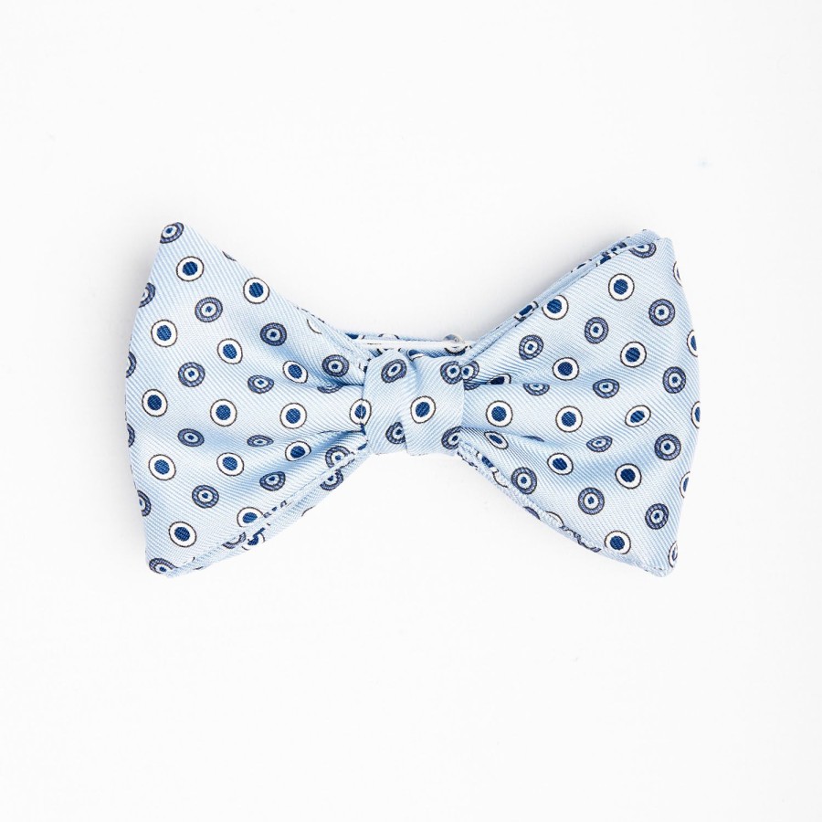 Clearance E.Marinella Light Blue Pre-Knotted Bowtie - Small Geometric Pattern