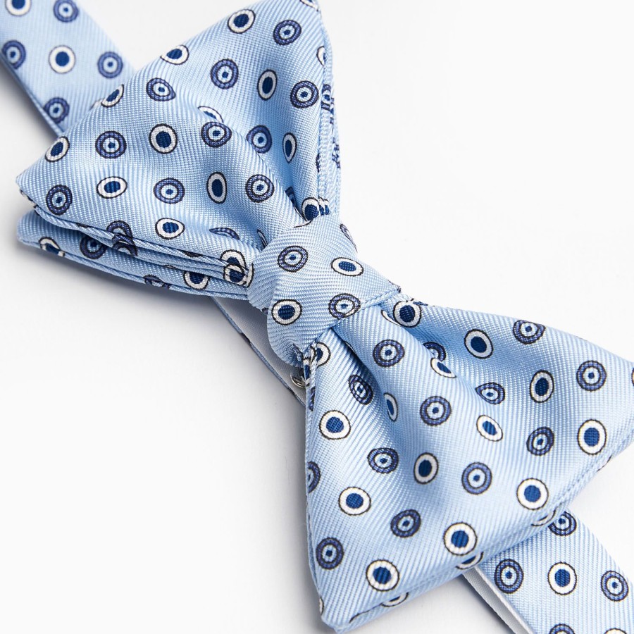 Clearance E.Marinella Light Blue Pre-Knotted Bowtie - Small Geometric Pattern