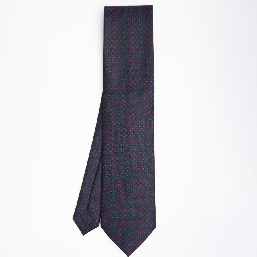 Hot E.Marinella Dark Blue Sartorial Classic Silk Tie Polka Dot Pattern