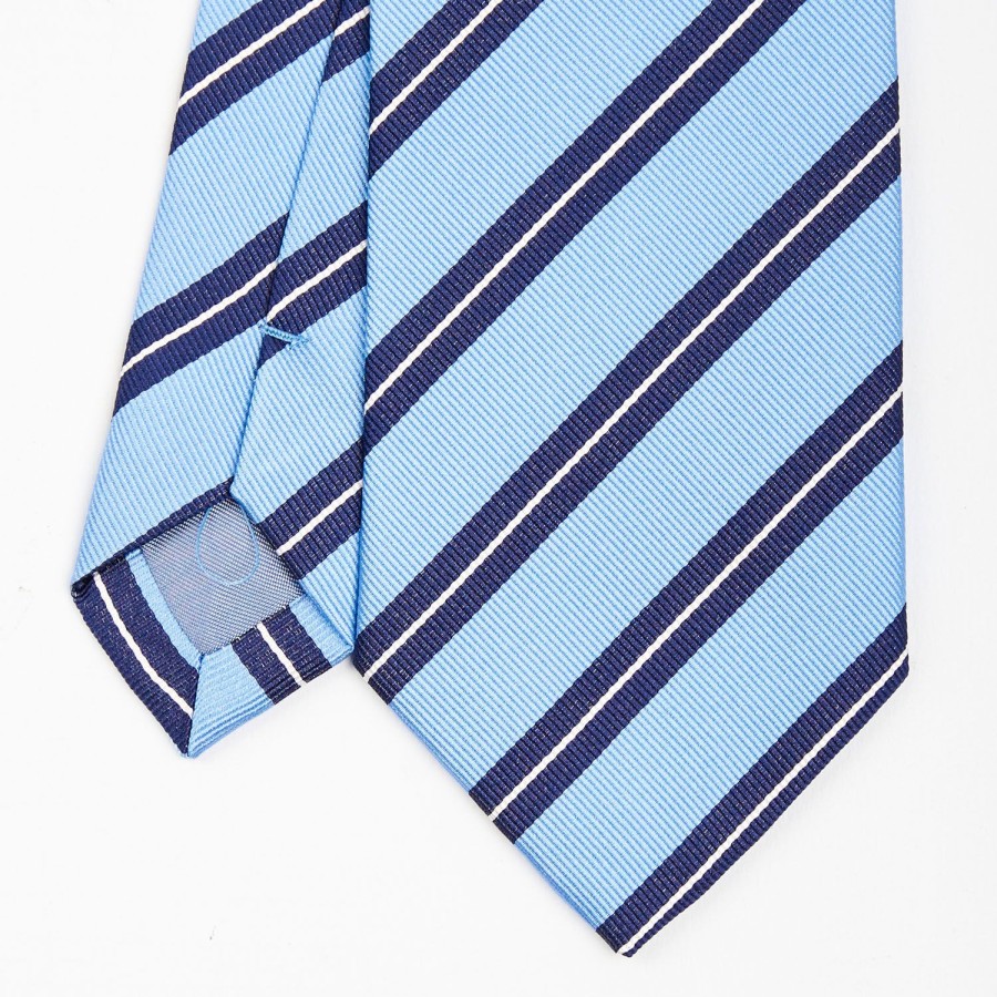 Hot E.Marinella Light Blue Sartorial Striped Silk Tie