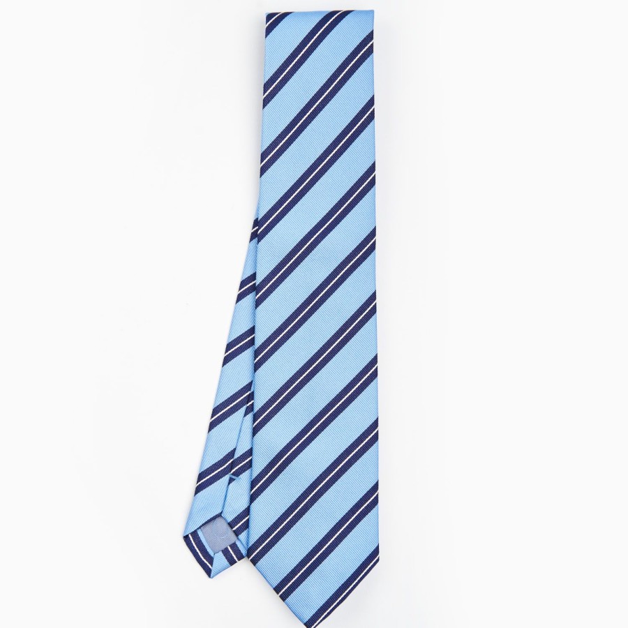 Hot E.Marinella Light Blue Sartorial Striped Silk Tie