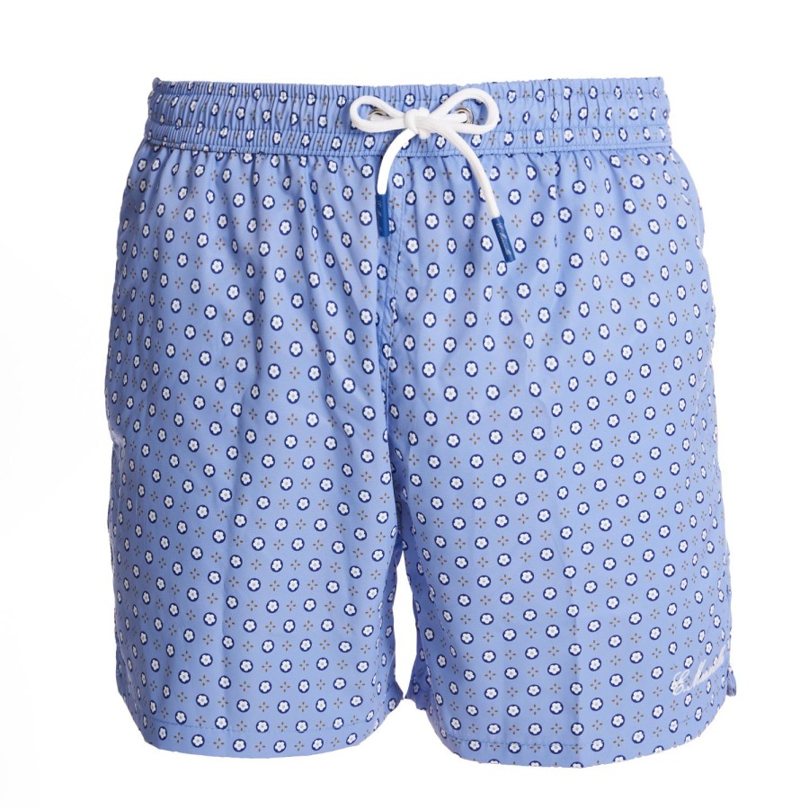 Wholesale E.Marinella Light Blue Swim Shorts- Large Patterns