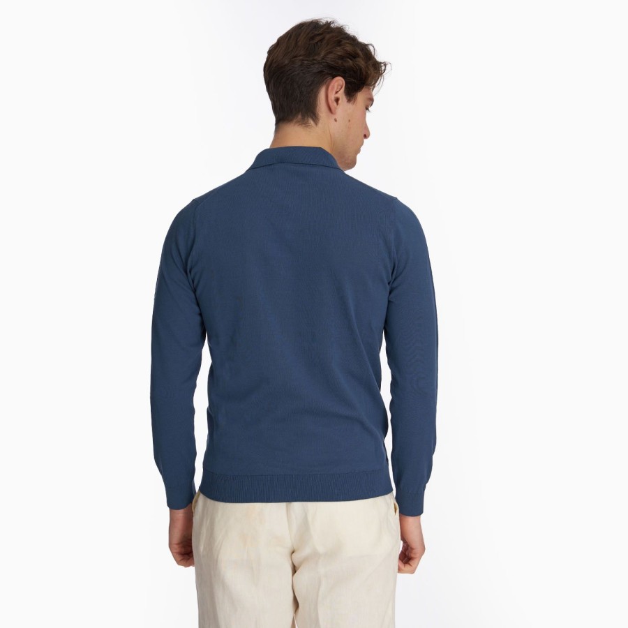 Wholesale E.Marinella Bluette Jersey Long Sleeve Polo Shirt