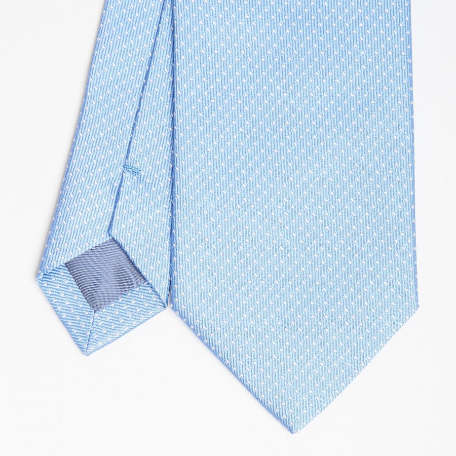 Wholesale E.Marinella Light Blue Ceremonial Jacquard Silk Tie - Small Polka Dot Pattern