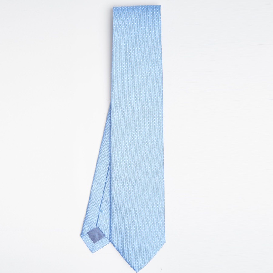 Wholesale E.Marinella Light Blue Ceremonial Jacquard Silk Tie - Small Polka Dot Pattern