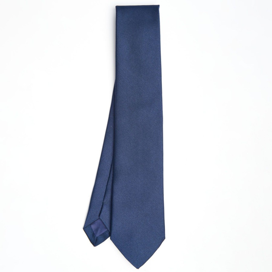 Wholesale E.Marinella Dark Blue Sartorial Jacquard Silk Tie - Solid Colours