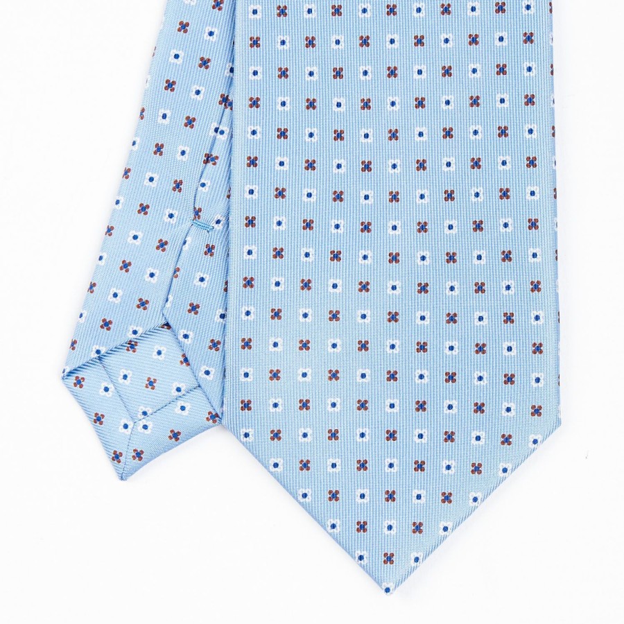 Best E.Marinella Light Blue Sartorial Classic Tie - Small Flower Pattern