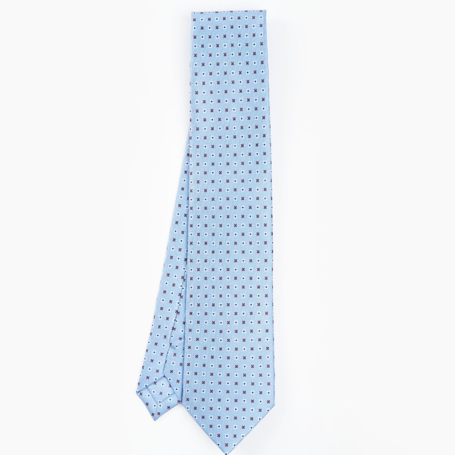 Best E.Marinella Light Blue Sartorial Classic Tie - Small Flower Pattern