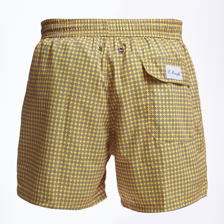 New E.Marinella Yellow Swim Short - Small Flower Pattern