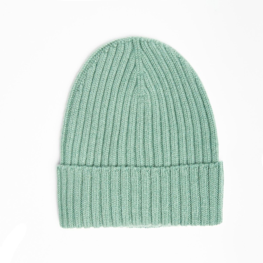 Online E.Marinella Light Green Cashmere Ribbed Beanie