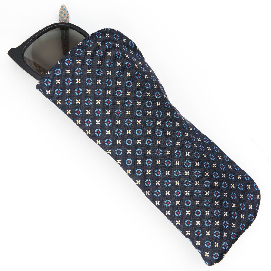 Wholesale E.Marinella Dark Blue Silk Glasses Case