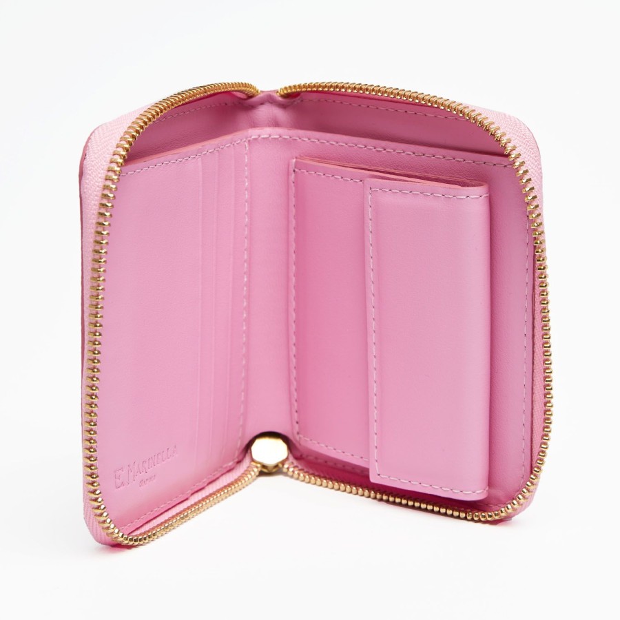 Best E.Marinella Small Pink Hammered Leather Wallet