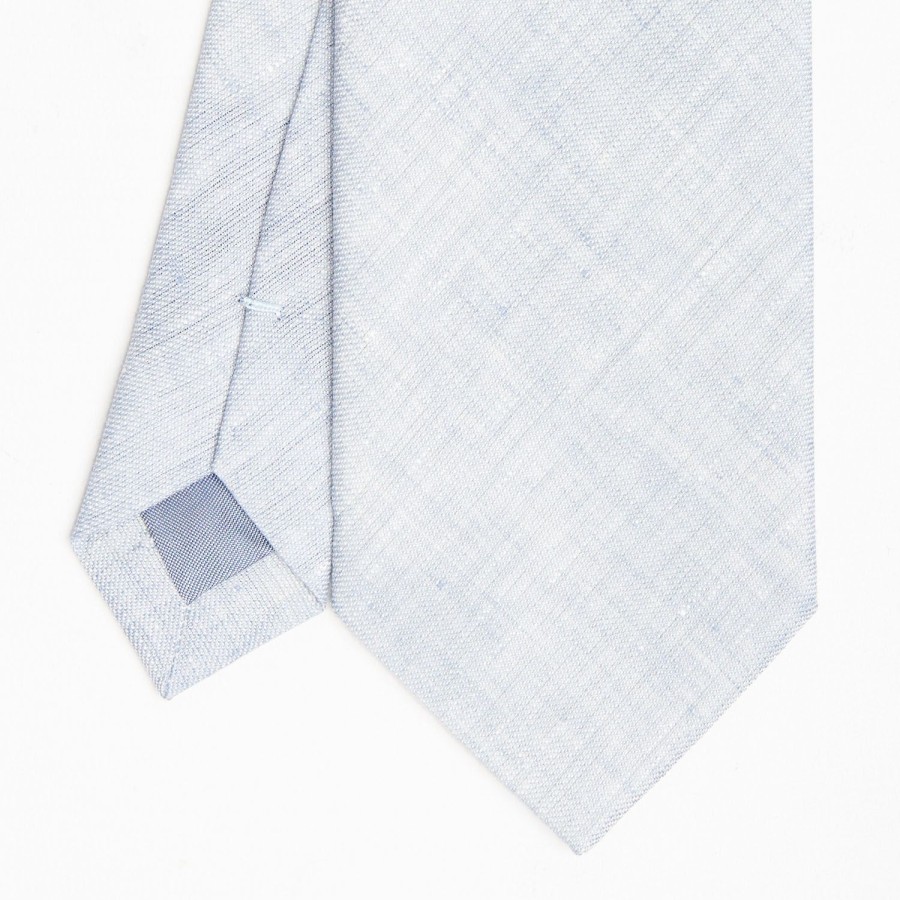 Best E.Marinella Light Blue Sartorial Linen Tie Solid Color