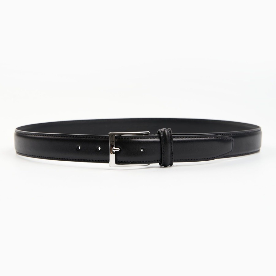 Best E.Marinella Classic Black Leather Belt 30 Mm