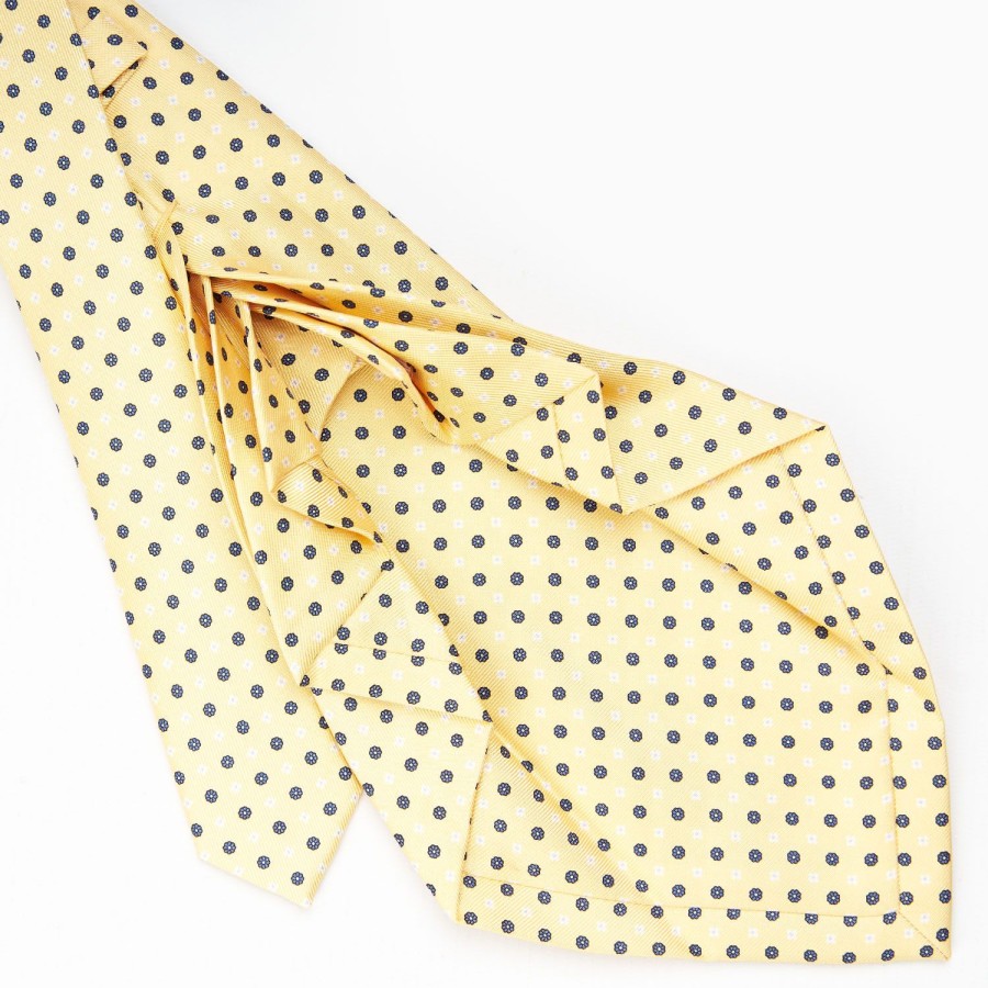 Best E.Marinella Yellow 9 Fold Sartorial Silk Tie Small Flower Pattern