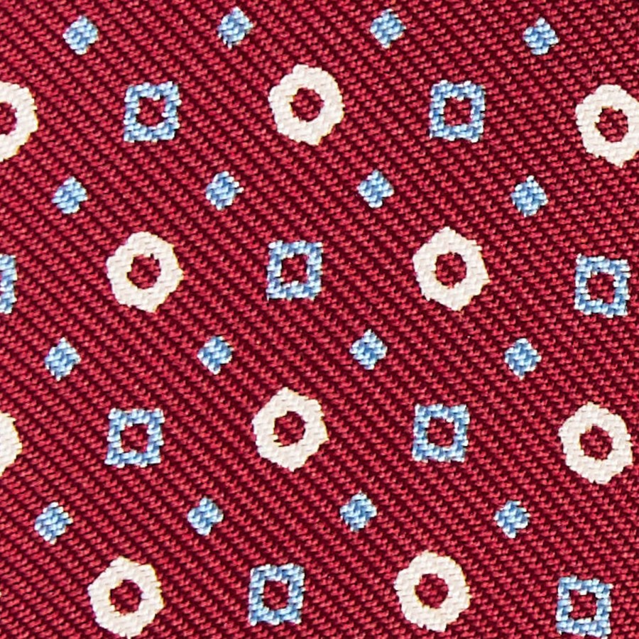 Hot E.Marinella Burgundy Silk Bowtie To Self-Tie - Small Geometric Pattern