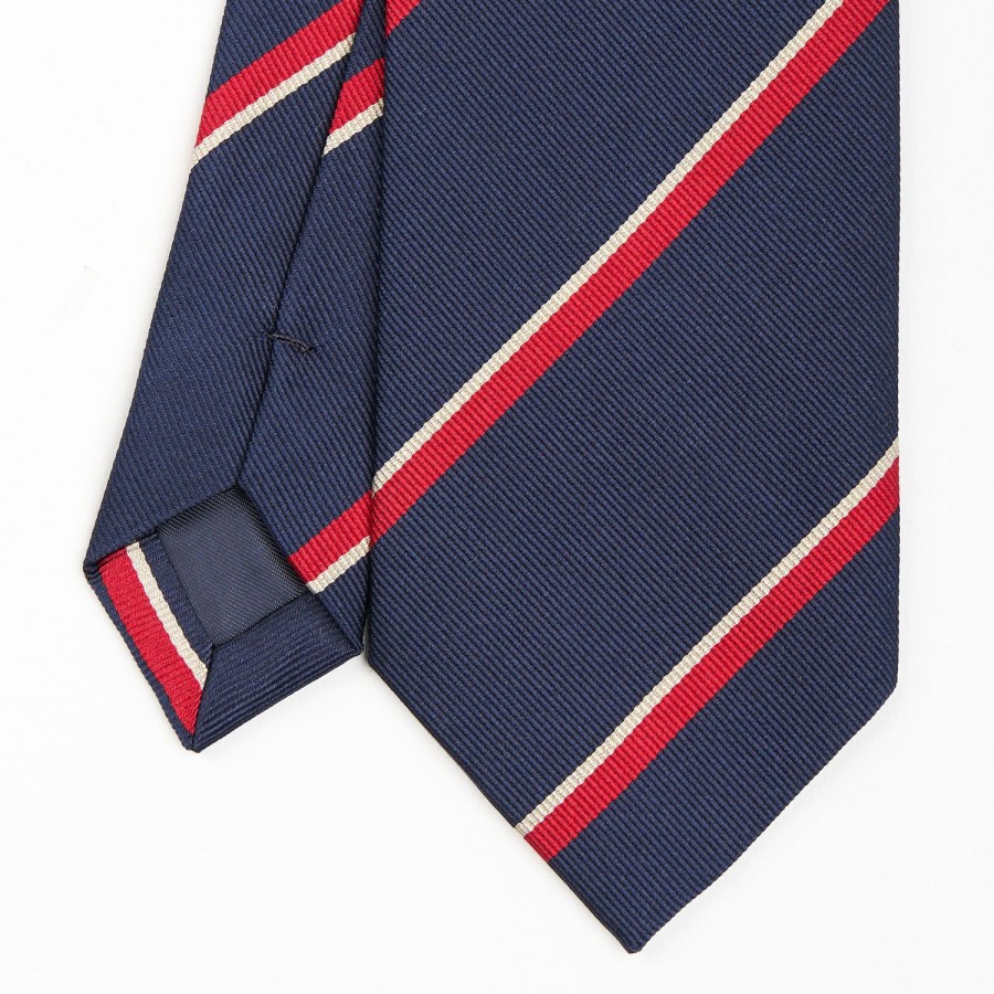 Best E.Marinella Dark Blue Sartorial Striped Silk Tie