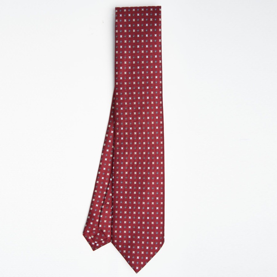 Best E.Marinella Burgundy Sartorial Classic Silk Tie - Small Flower Pattern