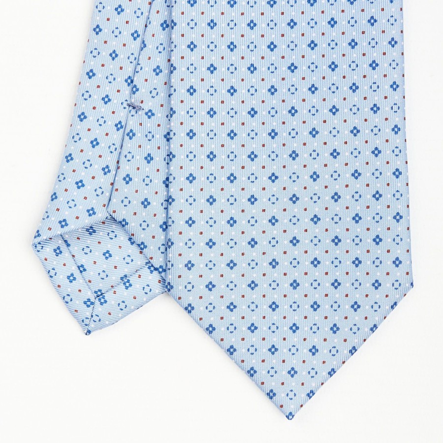 Best E.Marinella Light Blue Sartorial Classic Silk Tie - Small Flower Pattern