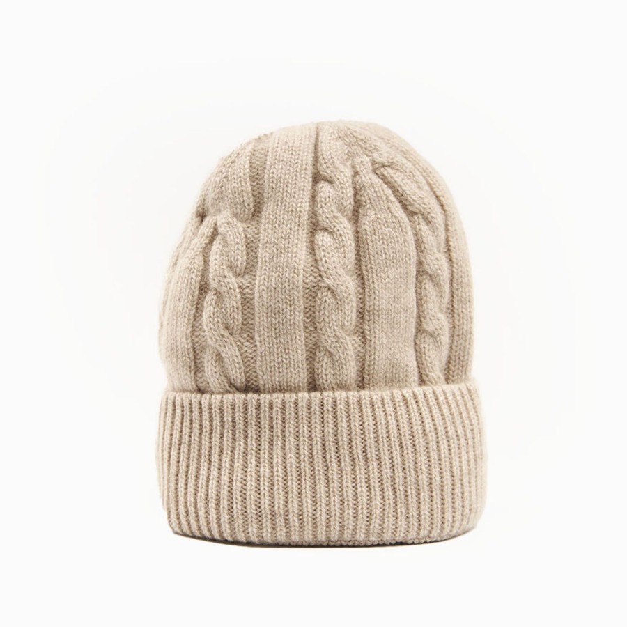 New E.Marinella Beige Cashmere Braid Beanie