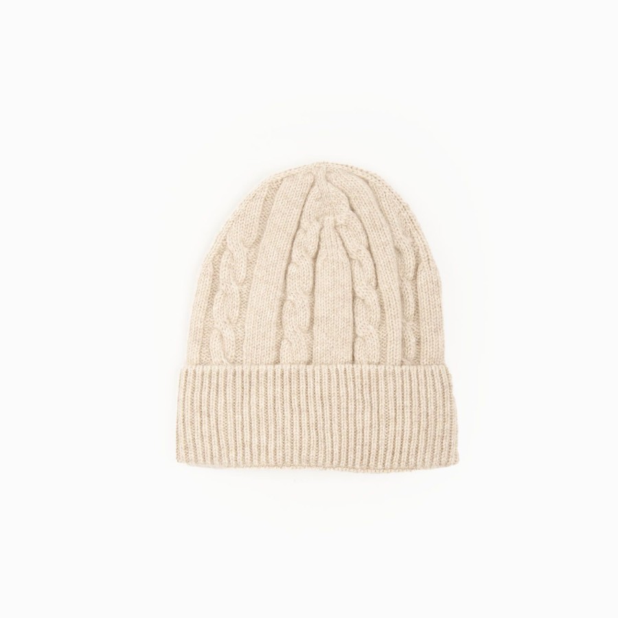 New E.Marinella Beige Cashmere Braid Beanie