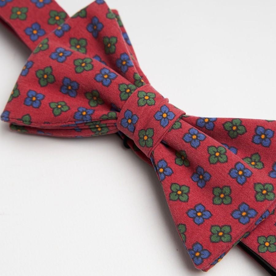 Best E.Marinella Red Pre-Knotted Silk Bowtie - Large Flower Pattern